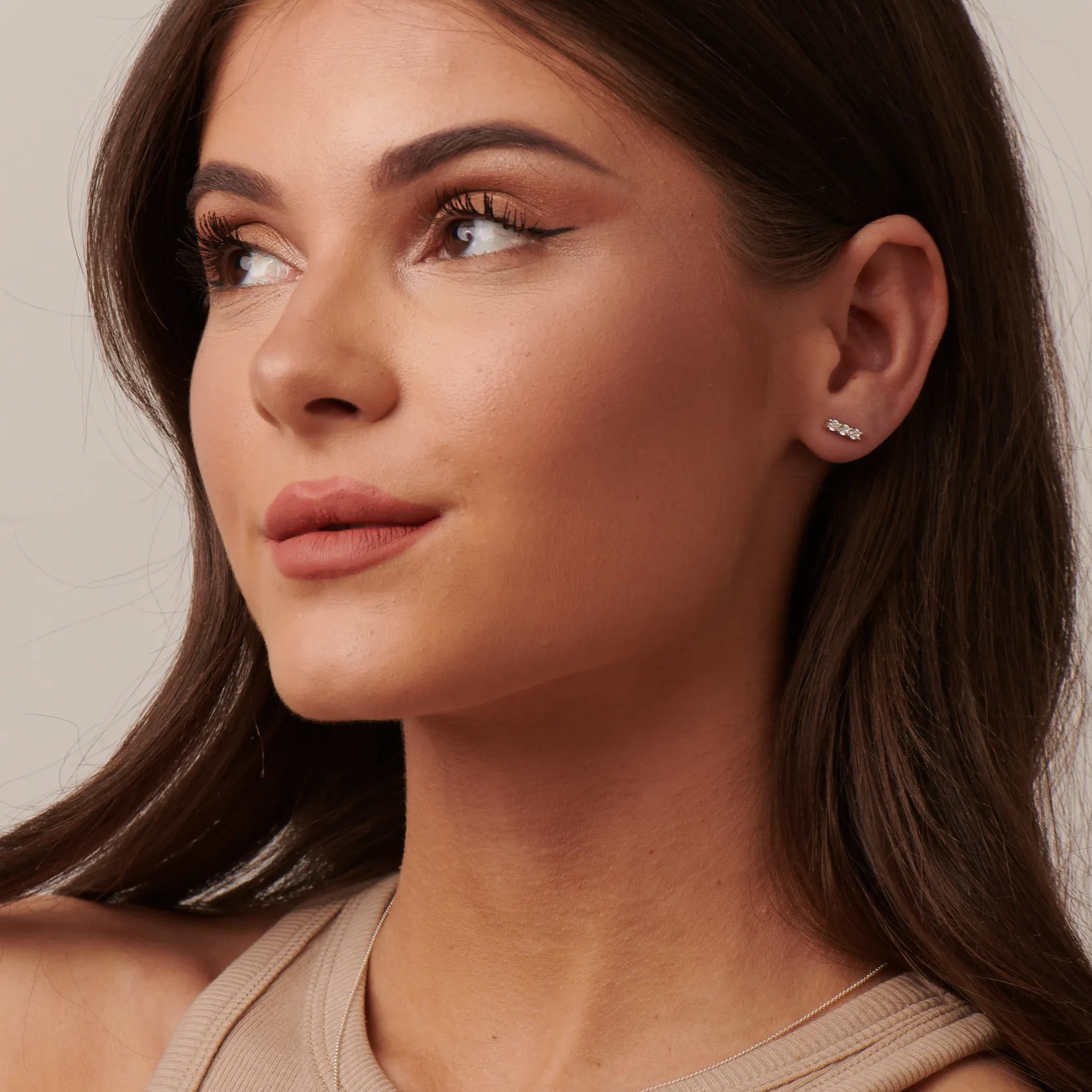 Three Stone Birthstone Earrings