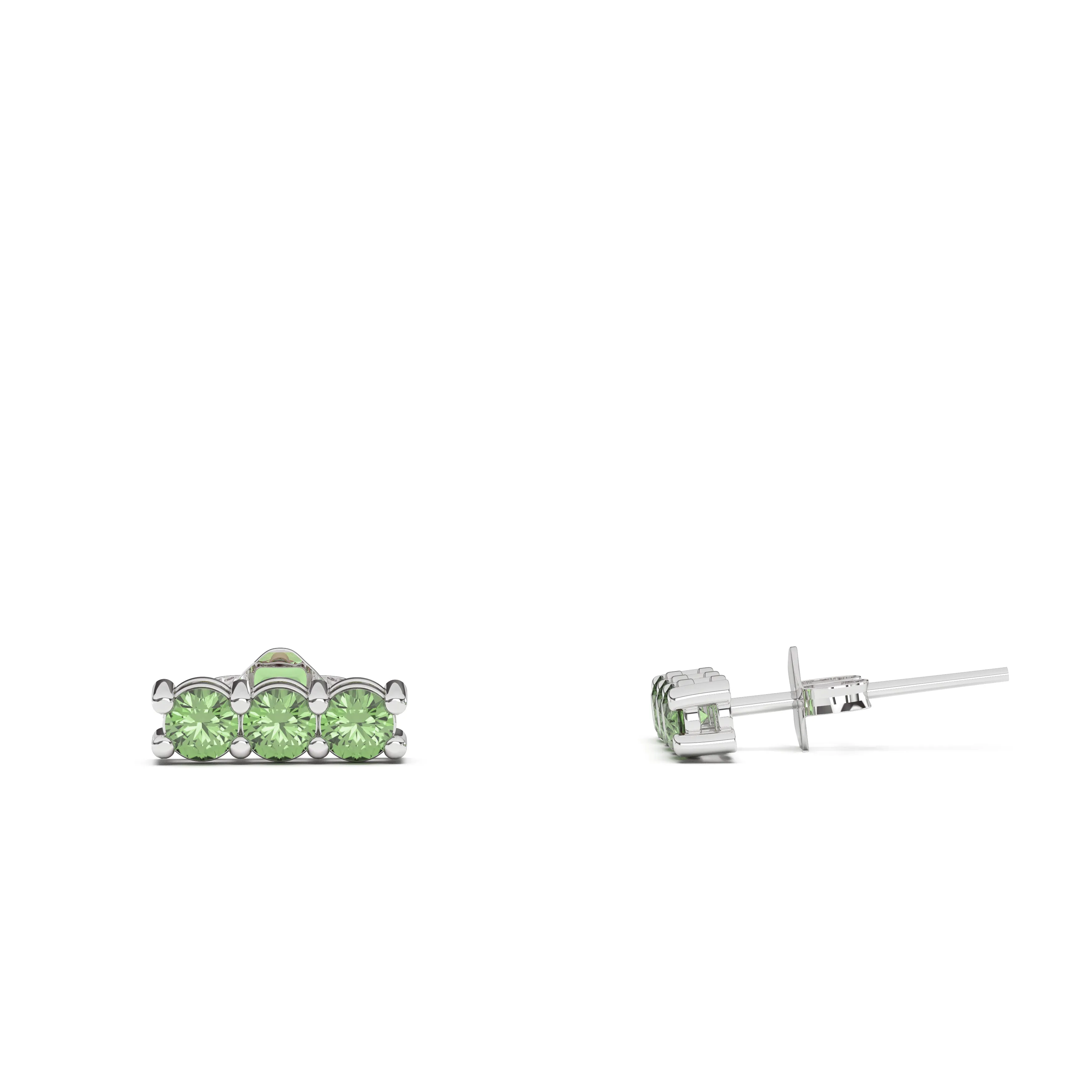 Three Stone Birthstone Earrings
