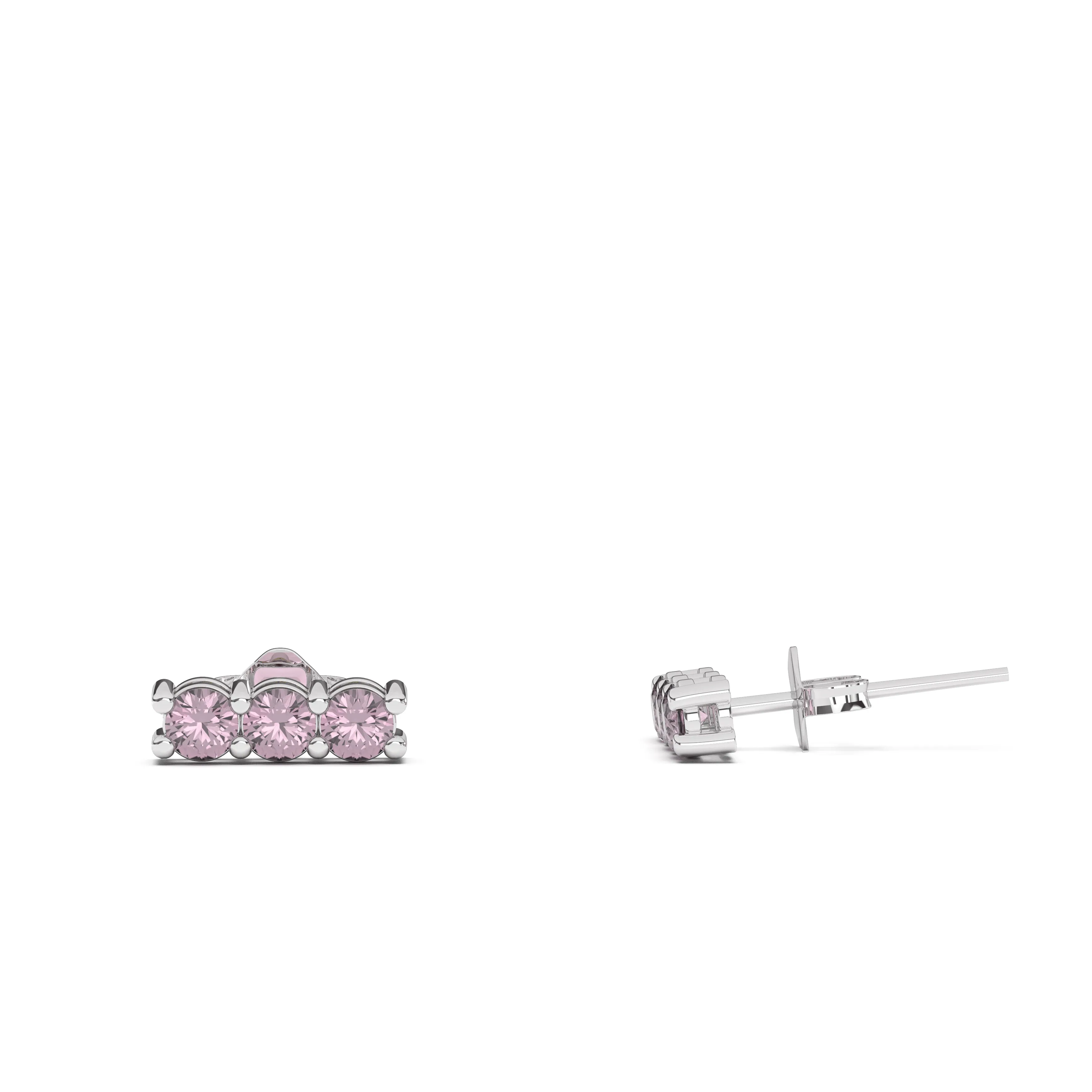 Three Stone Birthstone Earrings
