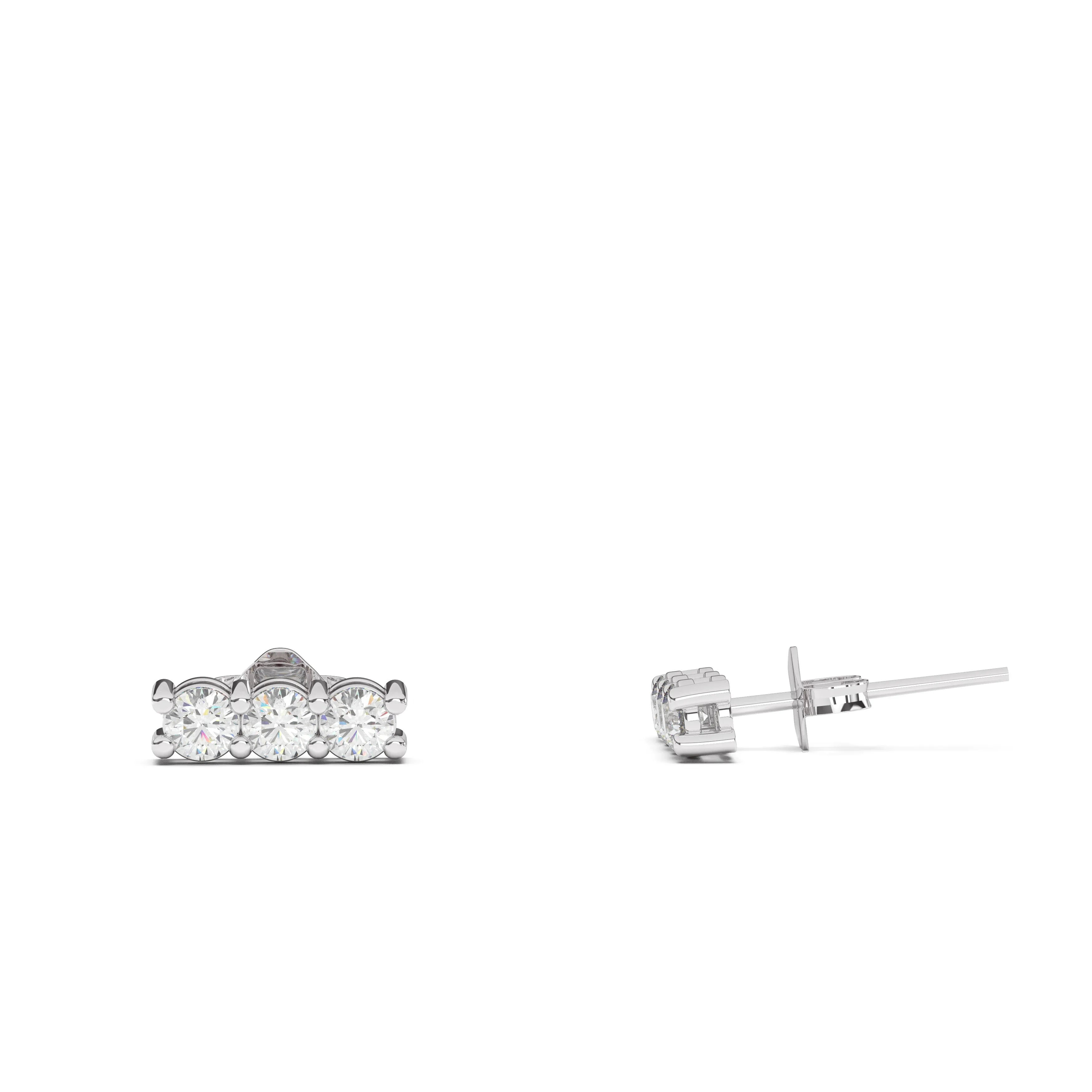 Three Stone Birthstone Earrings