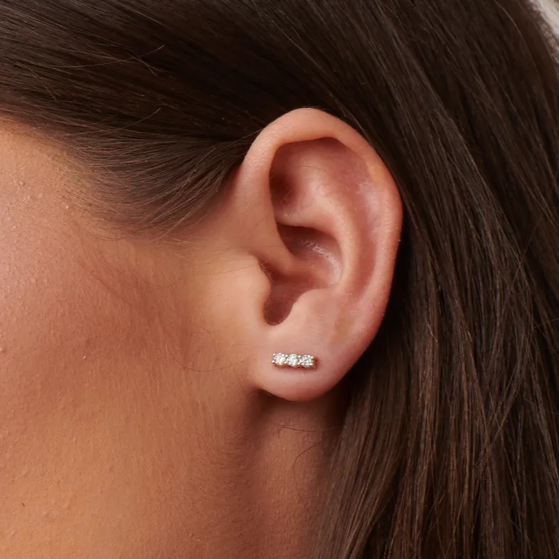 Three Stone Birthstone Earrings