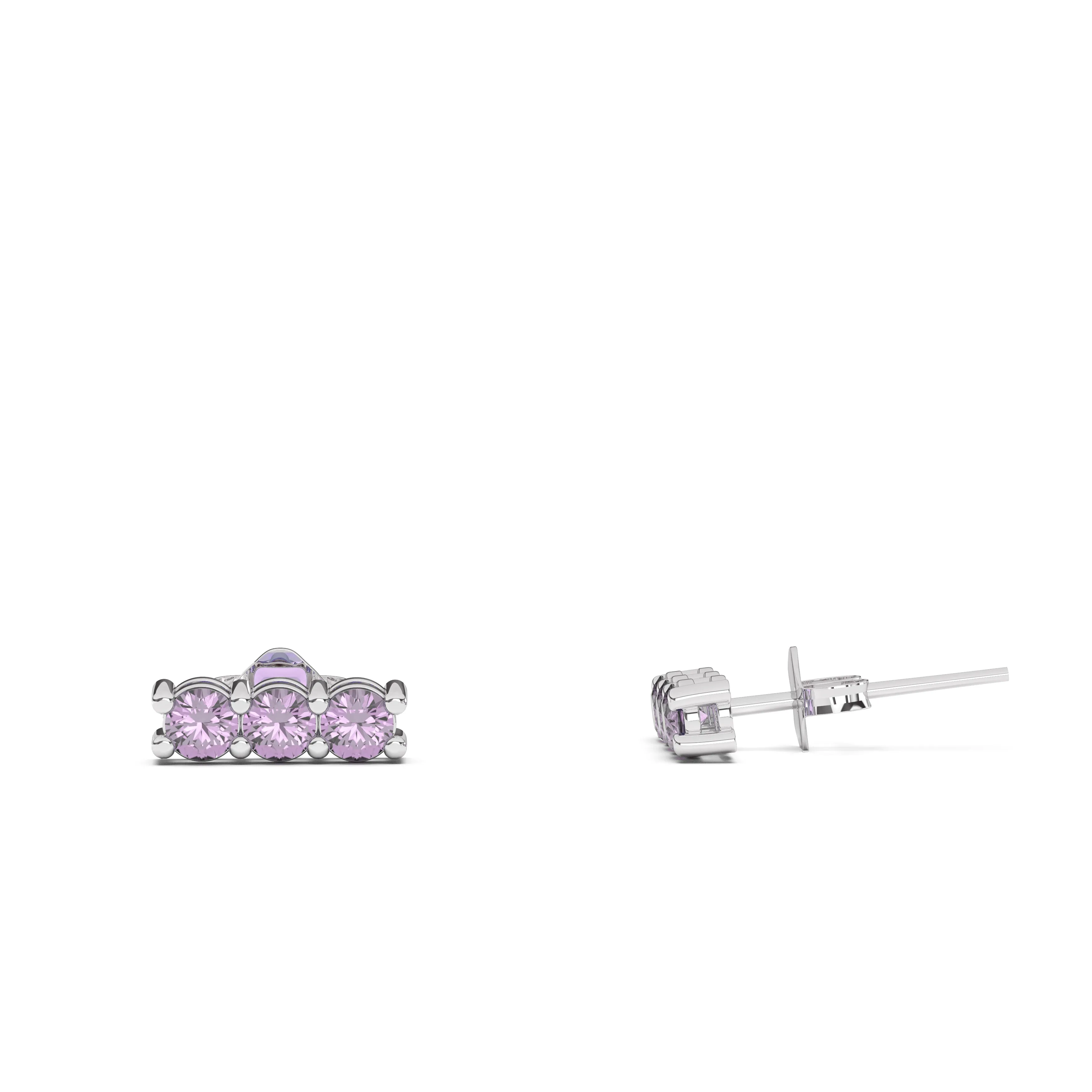 Three Stone Birthstone Earrings