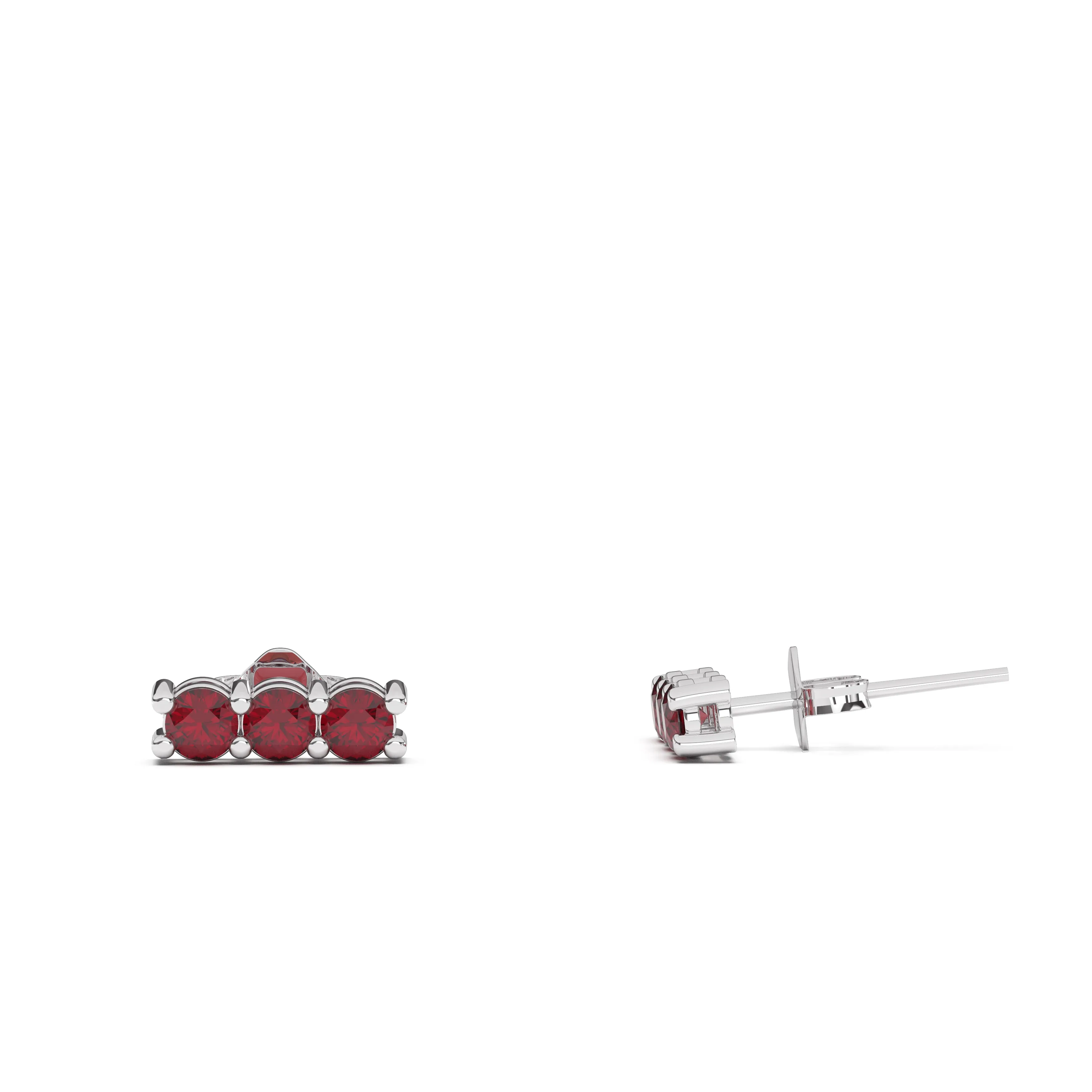 Three Stone Birthstone Earrings