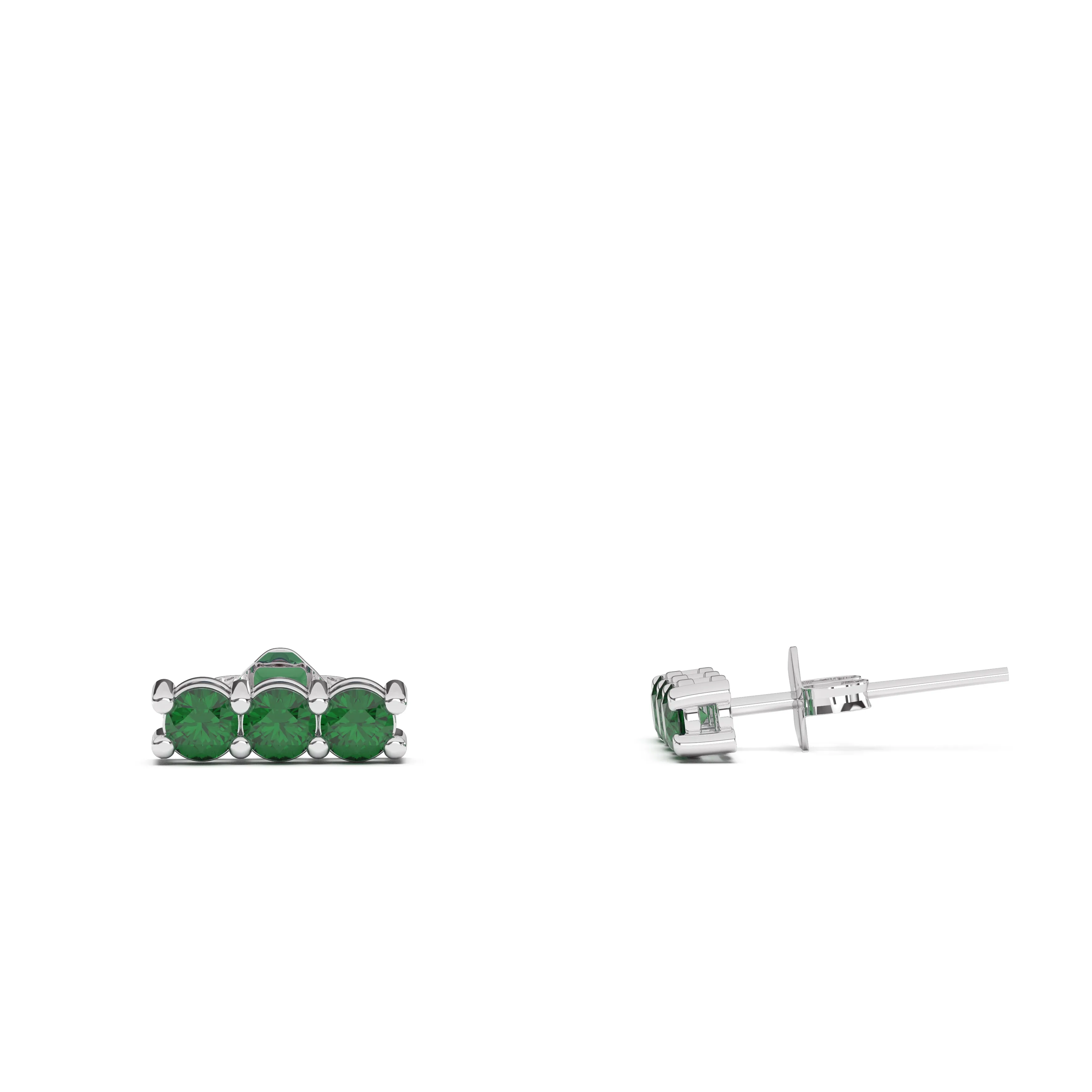 Three Stone Birthstone Earrings
