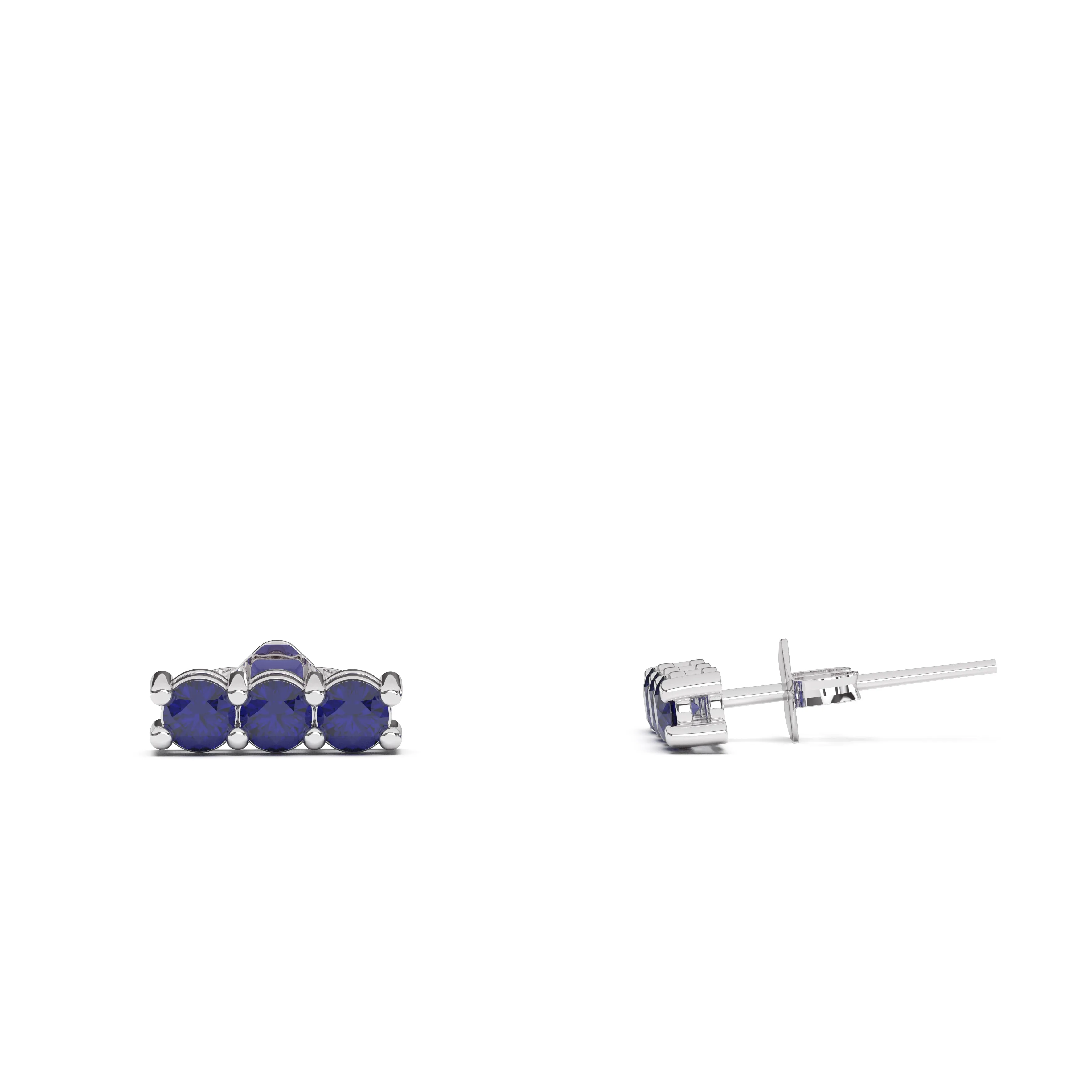 Three Stone Birthstone Earrings