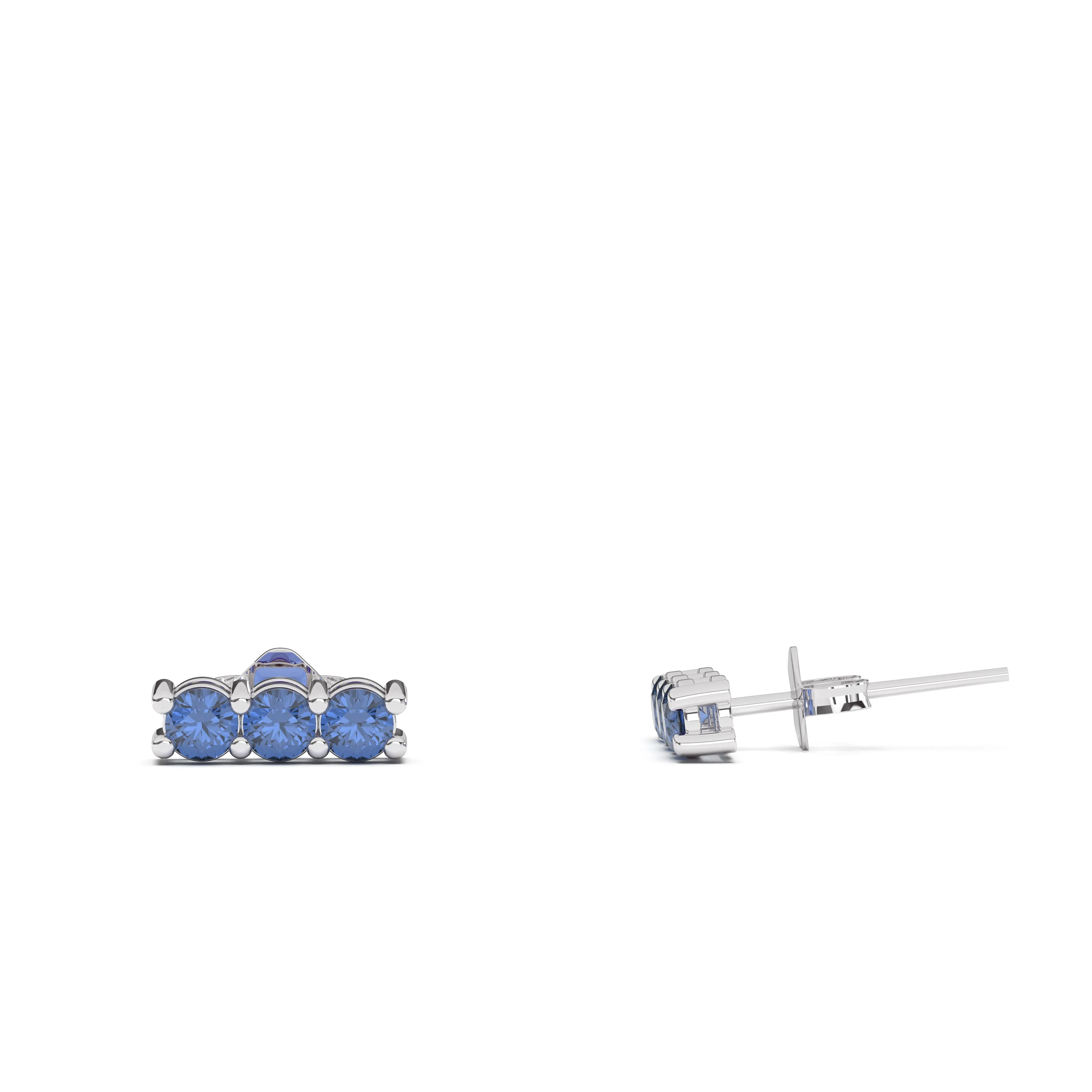 Three Stone Birthstone Earrings